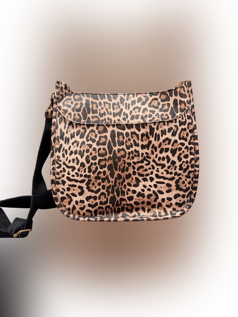 Leopard Print Shoulder Bag in Tan and Black